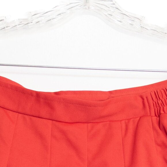 Red Pleated Size XL Mini Skirt W/ White Striped Hem Elastic Back Waistband Light - Picture 4 of 6
